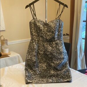 Adrianna Papell Silver Sheath Vintage Strapless / spaghetti straps Dress